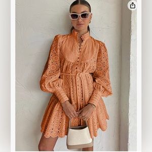 Mini Long-Sleeve Sundress with Under-slip, Waist Strap & Pockets